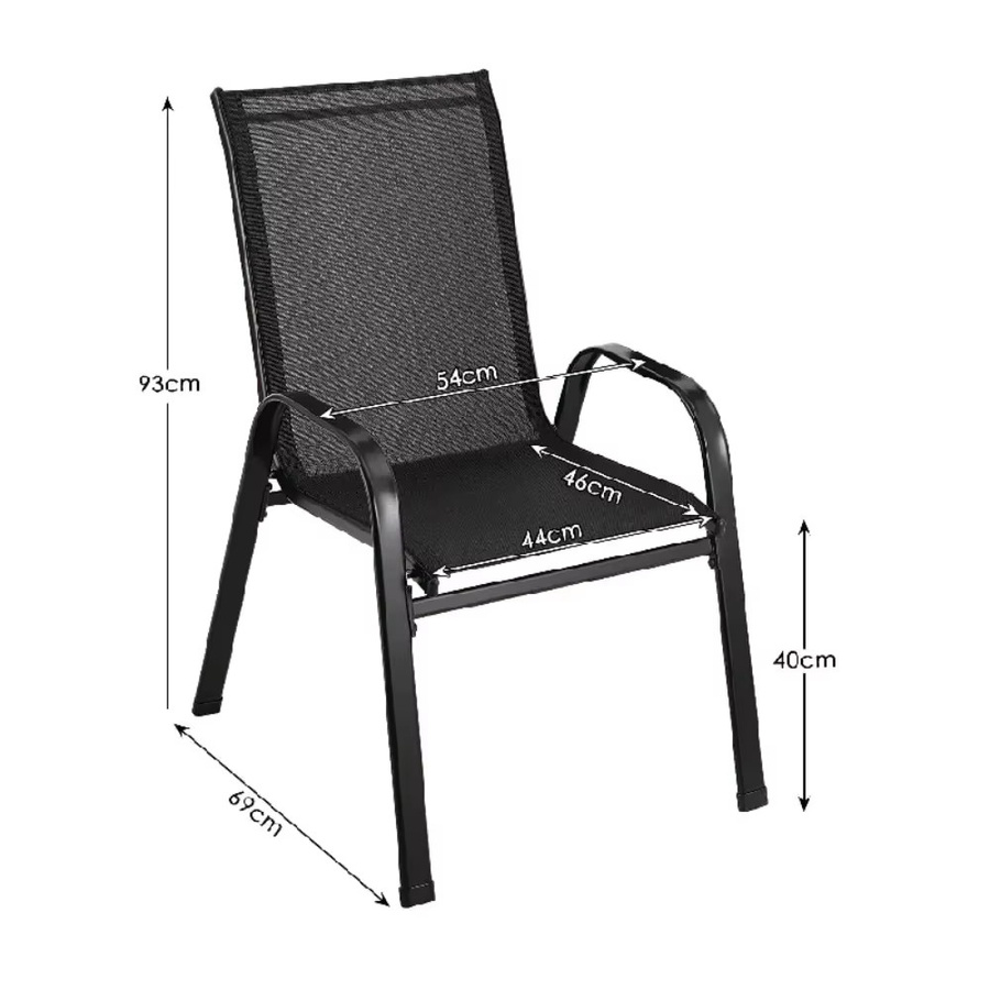 AuAg 4er Set Gartensessel aus Stahl und Textilene mit hoher Rückenlehne, schwarz, modern klappbar für Balkon, Terrasse und Camping - Bild 4