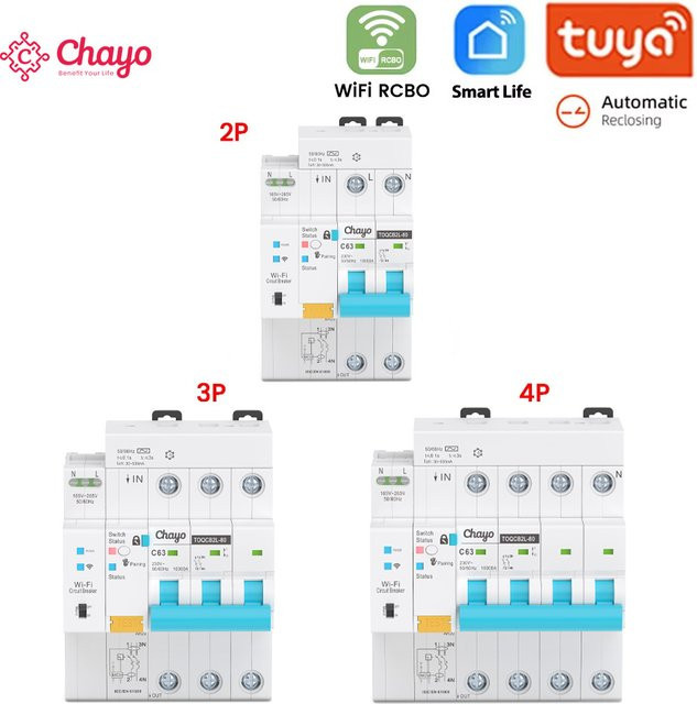 Chayo Smart Life RCBO WLAN-Messstromschutzschalter mit Timer und Wiedereinschaltfunktion, Weiß - Bild 1