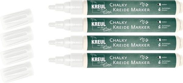 KREUL Chalky Kreide Marker in Weiß, 4er-Set