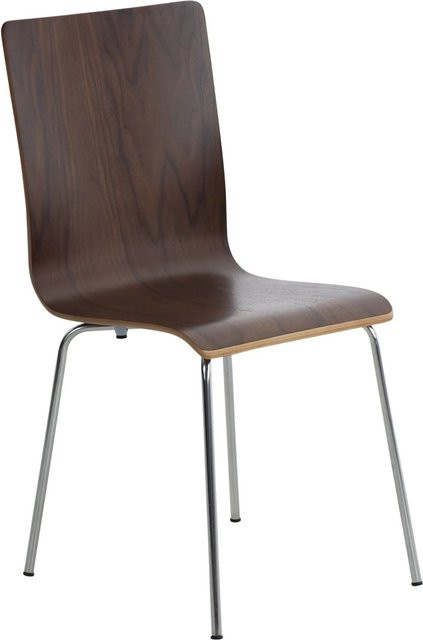 DELUKE Besucherstuhl PEPE Konferenzstuhl aus Walnuss Holz mit Metallgestell in Chromoptik, H x B x T: 87 x 43 x 47 cm - Bild 1
