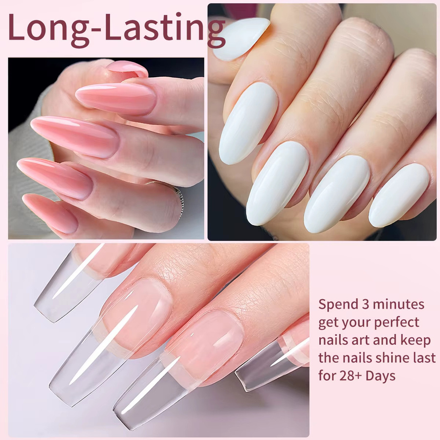 NOCIS Nagelverlängerungs-Gel-Set, Milky Jelly White, Glänzend - Bild 3