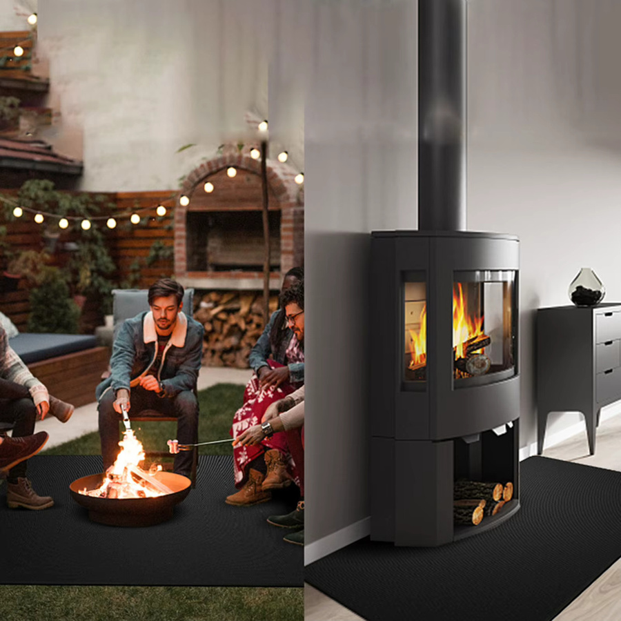 KISS-THE-NIGHT Ölbeständige und feuerhemmende Schutzmatte für Outdoor-Grills in Schwarz, Breite: 122 cm - Bild 3