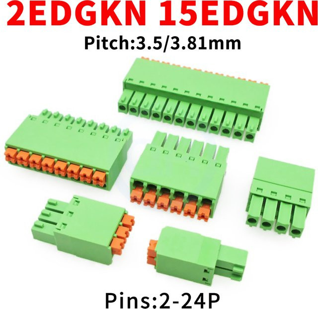 10 Stück KF2EDGKN Press-Fit Verdrahtungsstecker 2-24 Pin, schraubenfreie Feder, Farbe: Grün - Bild 1