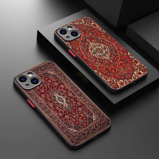 Handyhülle mit persischem Blumenmuster für iPhone Modelle, stoßfeste harte Matte Hülle, Multicolour - Bild 1