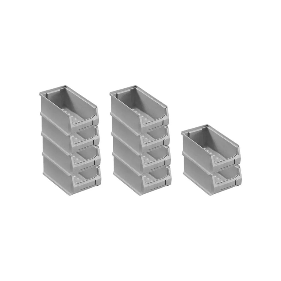 PROREGAL SparSet 10er Pack Sichtlagerboxen Grau, stapelbar mit Griffen, B/T/H: 10,0 x 7,5 x 17,5 cm, 0,8 Liter - Bild 2