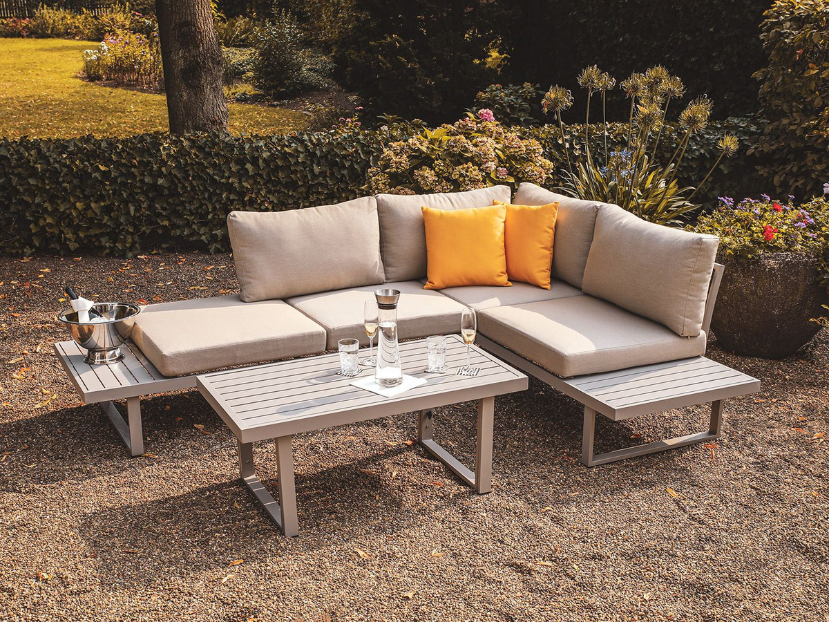 Greemotion Lounge-Set Aruba in Grau aus Aluminium und Holz-Kunststoff-Gemisch - Bild 2