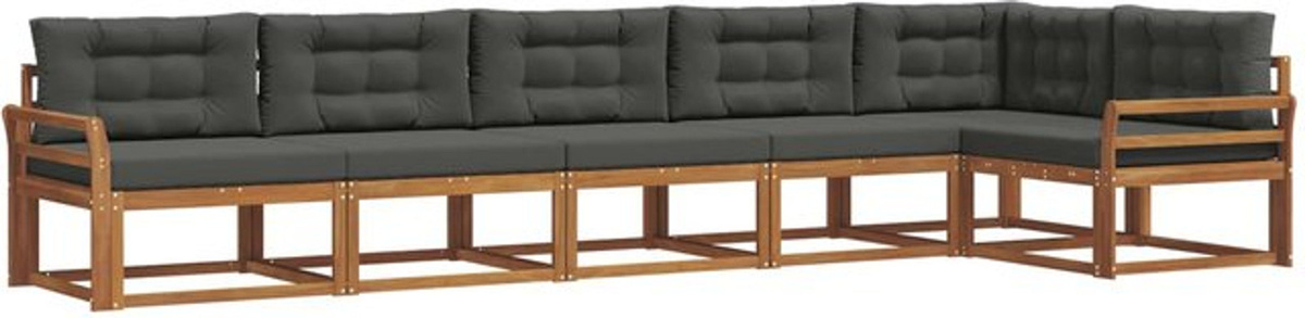 6-teilige Outdoor-Sofagarnitur aus Akazien-Massivholz mit Kissen von vidaxl in Natur und Anthrazit - Bild 1
