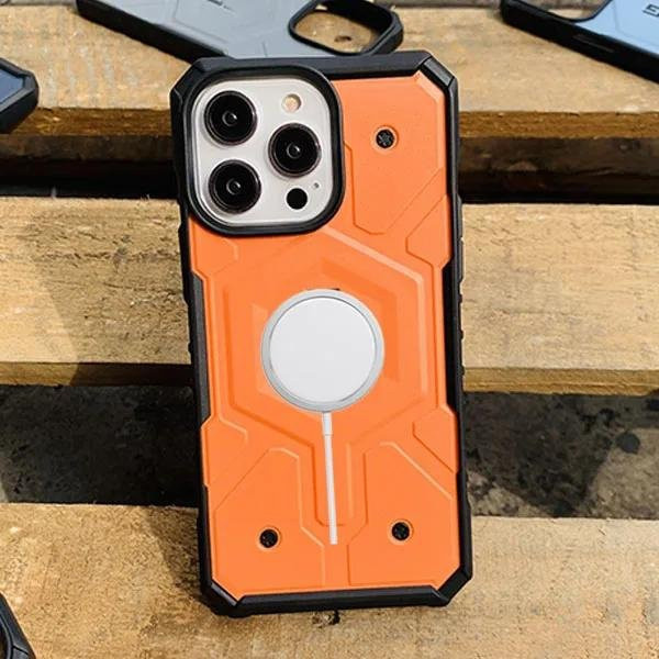 Urban Armorg Pathfinder MagSafe Hülle für Apple iPhone 16 15 14 13 12 Pro Max Plus – Stoßfeste robuste Hülle in Transparent/Orange mit kabellosem Laden - Bild 1