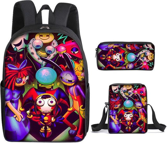 3-teiliges Schulrucksack-Set für Schüler aus Oxford-Stoff mit Schultasche, Schultergurt und Federmäppchen in Multicolour - Bild 1