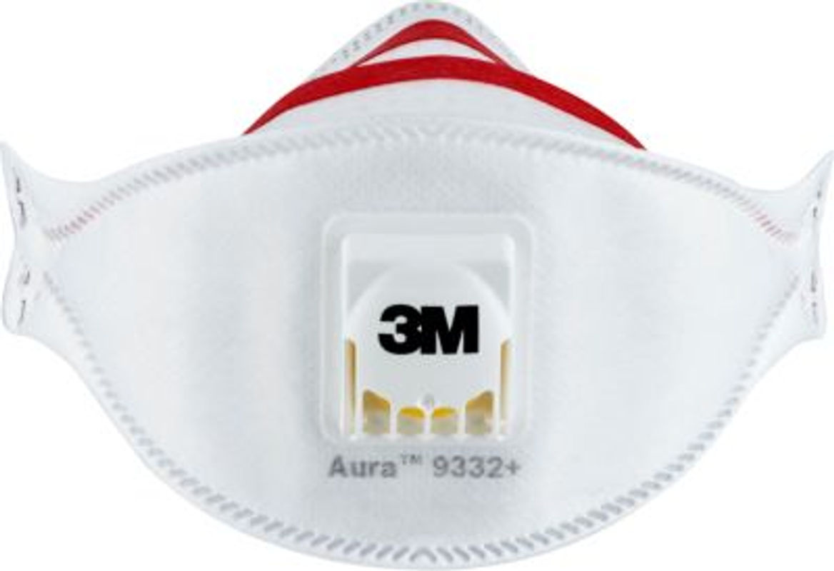 3M Aura Cool Flow FFP3 Atemschutzmaske 9332+ mit Ventil, weiß/rot, 2er-Pack - Bild 2