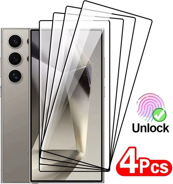 4er-Pack Samsung Galaxy S25 Ultra S25 Plus S24 Ultra S24 Plus Displayschutz aus gehärtetem Glas, transparent - Bild 1