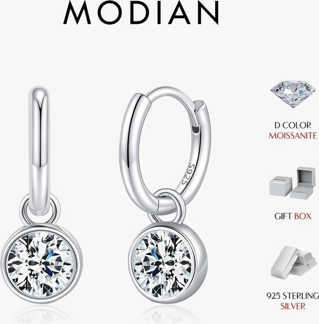 MODIAN Creolen 925 Silber, Moissanit, Damen - Bild 1