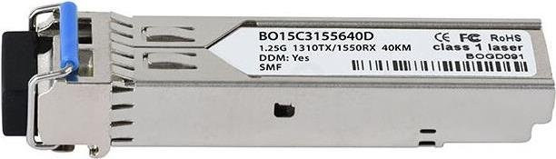 BlueOptics SFP Transceiver BO15C3155640D kompatibel mit Juniper, 1000BASE-BX-U, Singlemode Fiber, LC-Simplex, TX1310nm/RX1550nm, 40KM, DDM, Farbe: Silber - Bild 1