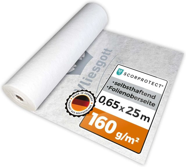 Scorprotect BSV Boden- und Treppenschutzvlies Vliesgott selbsthaftend, Farbe: Weiß, Breite: 0,65 m, Länge: 25 m - Bild 1