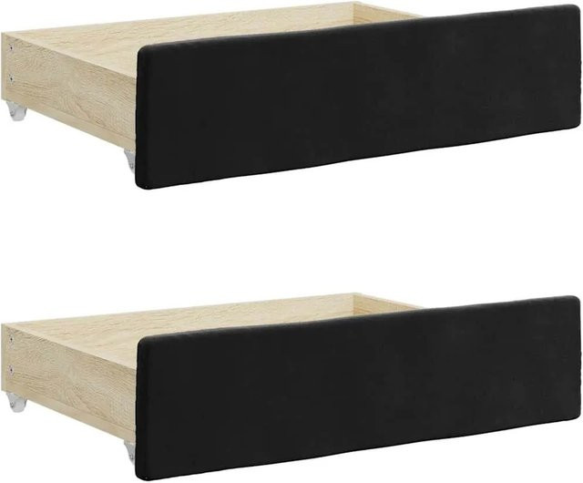 vidaXL Bettschubladen 2er Set in Schwarz aus Holzwerkstoff und Samt - Bild 1