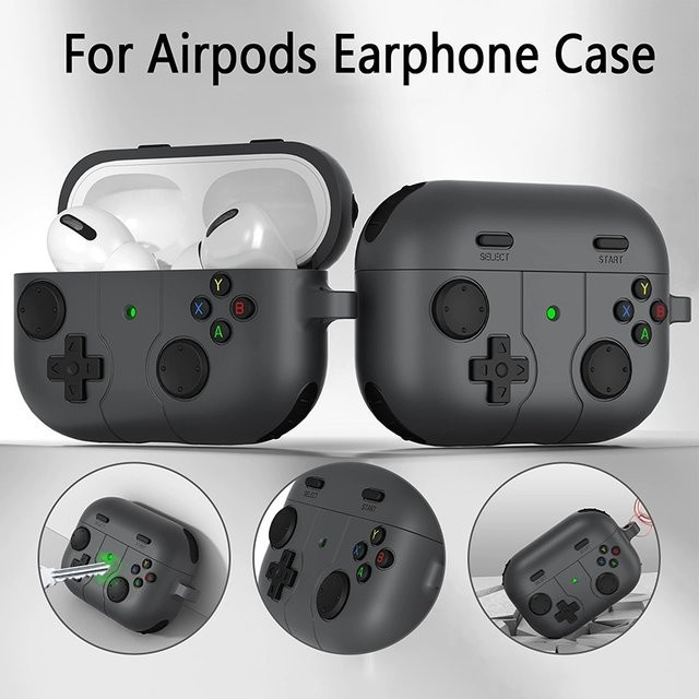 Mrgabwte Silikon-Ohrhörerhülle für AirPods 4, 3, Pro 2 und Pro 1 mit Schlüsselanhänger in Schwarz - Bild 1