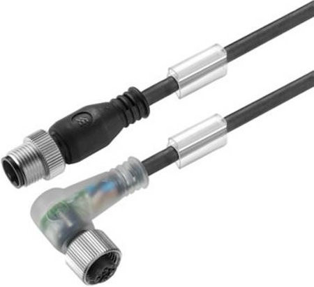 Weidmüller Sensor-Aktor-Steckverbinder M12 konfektioniert, Stecker gerade und Buchse gewinkelt, 4 Pol, schwarz, 10,00 m - Bild 1