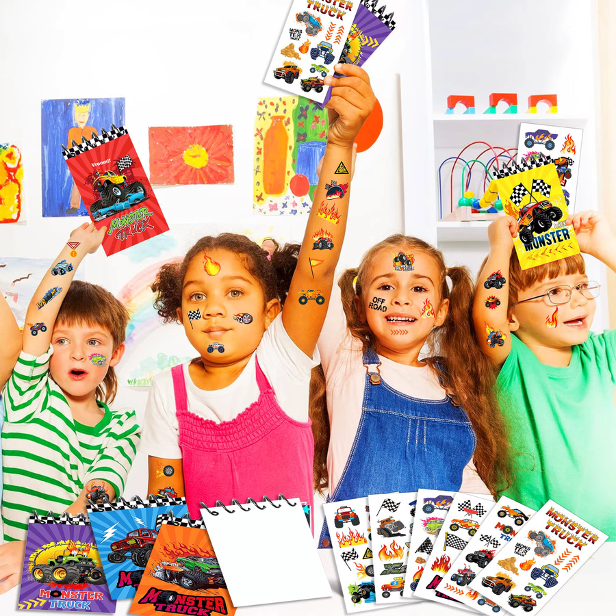 8-teiliges Monster Truck Mini-Notizbuch Set mit Spiralbindung und Taschen, bunt, blanko Seiten für Kinder - Bild 4