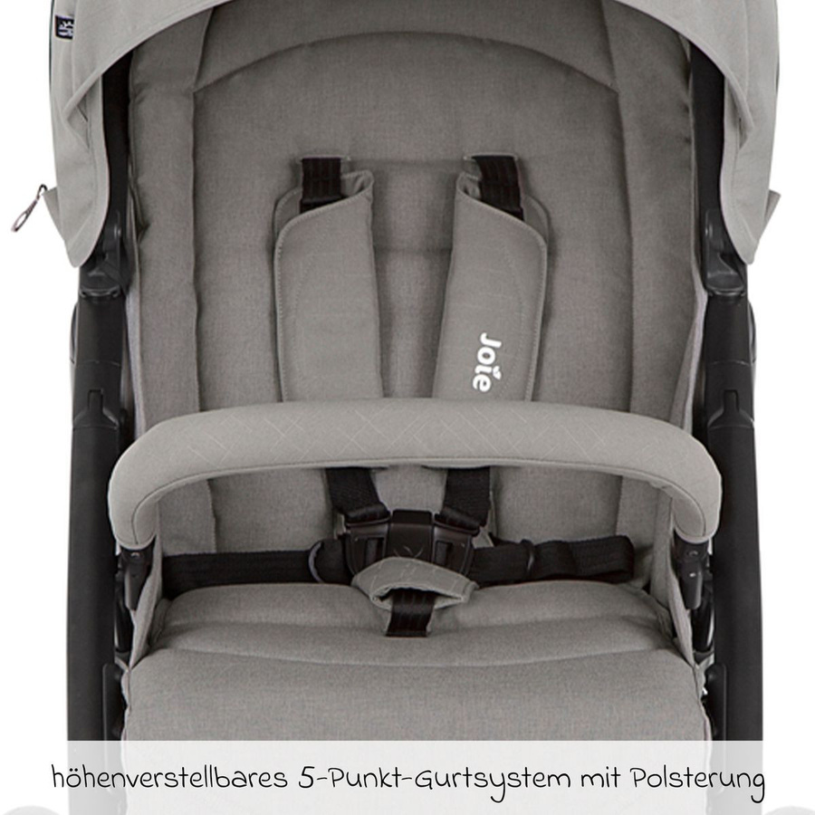 Joie Litetrax Buggy und Sportwagen mit Regenschutz und Ablagefach in Pebble Grey, belastbar bis 22 kg - Bild 4