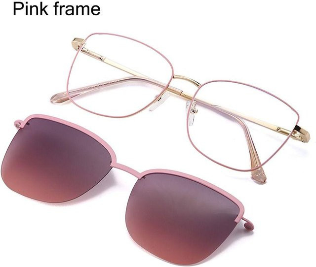 Yiran glasses 2-in-1 Sonnenbrille, Metall, Vollrand, rechteckig, Unisex, gray - Bild 1