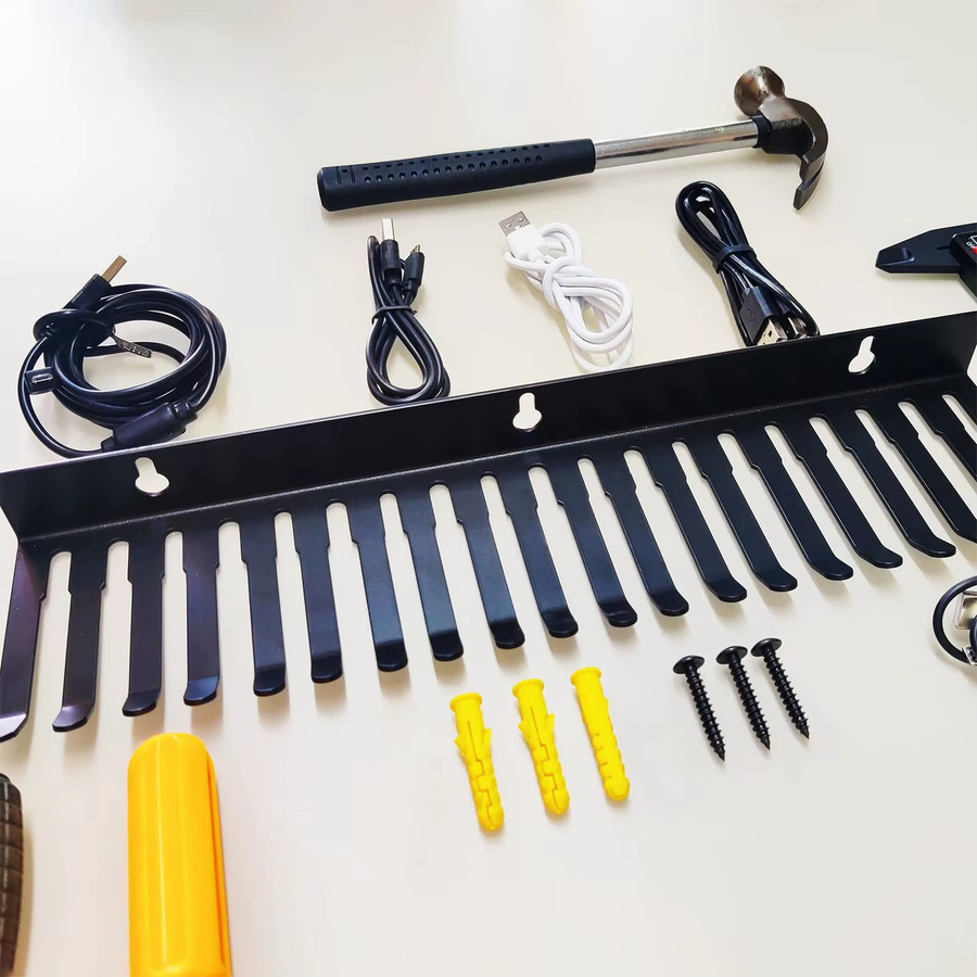 Kabelständer und Kabelaufhänger Organizer in Schwarz mit 19 Steckplätzen für dein Kabelmanagement im Büro oder Wohnzimmer - Bild 2