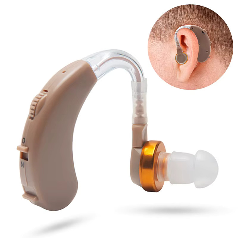 F-138 Digitaler Hörgeräte-Kopfhörer, kabelloser Bluetooth In-Ear Tonverstärker in Beige - Bild 2