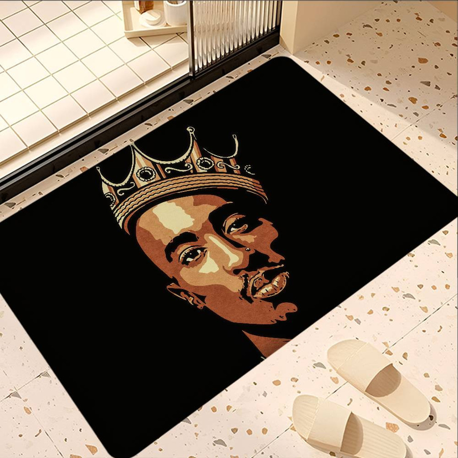 Rutschfeste Küchenmatte Miniso mit Tupac Shakur Print, Schwarz, B/T: 60 x 40 cm - Bild 1