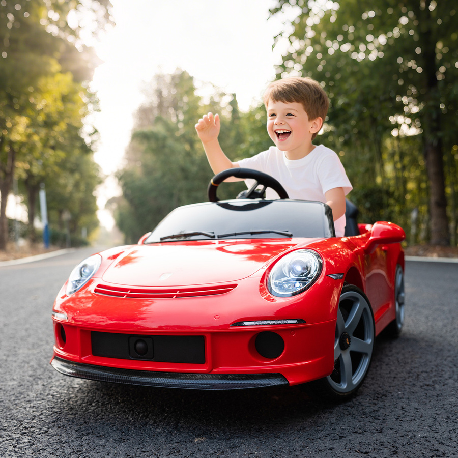 Aosom RUF GT Elektroauto für Kinder, mit Fernbedienung, Licht und Musik, Rot, ab 3 Jahre - Bild 2