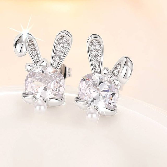 Huitan Ohrstecker Kaninchen-Bowknot, Damen - Bild 1