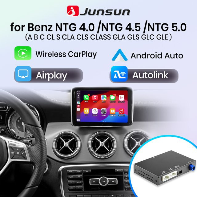Junsun Wireless CarPlay und Android Auto Modul für Mercedes A-Klasse, C-Klasse, GLC und S-Klasse (W176, W245, W246, W205, W253) mit NTG 4.0, 4.5 und 5.0 sowie Airplay in Schwarz - Bild 1