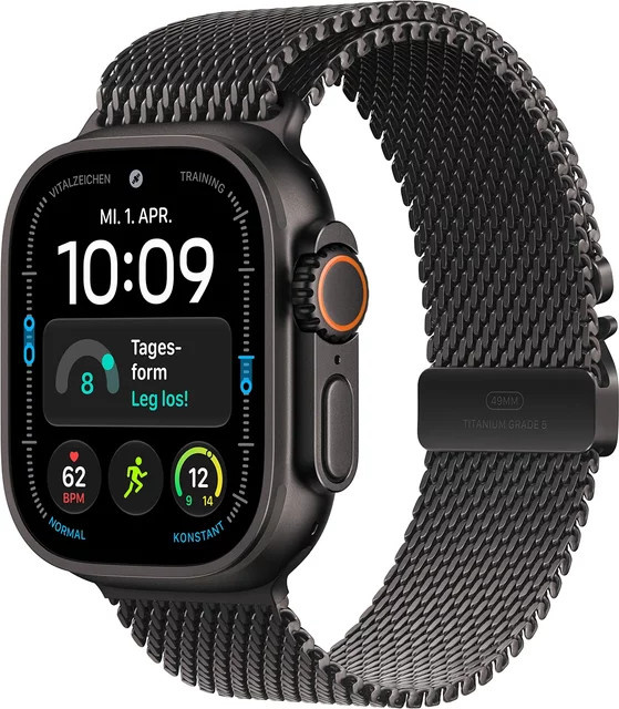 Apple Watch Ultra 4 Cellular Titanium 49mm Schwarz mit Milanaise Titan Armband - Bild 1