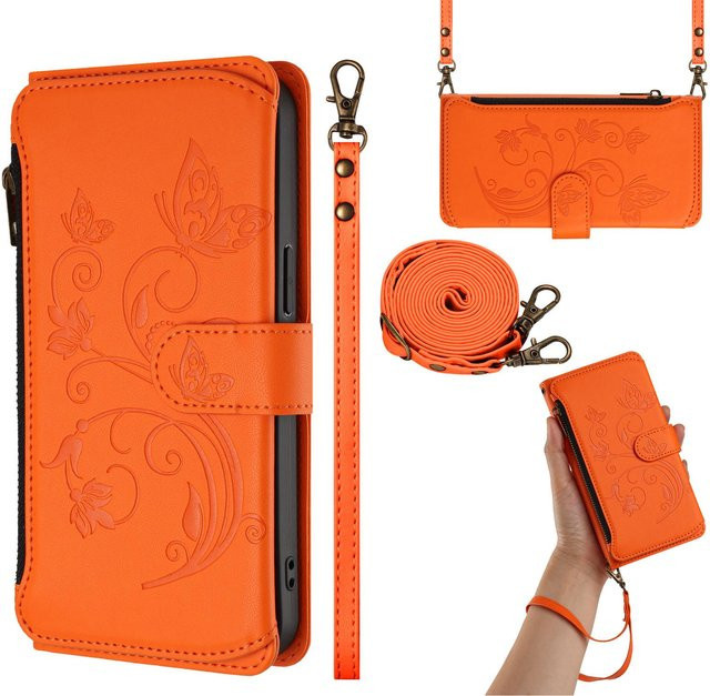 Leder Klapphülle für Xiaomi Poco X8 Pro Max X7 X6 X5 X4 X3 Neo GT NFC 5G mit Kartenfach und Portemonnaie in Orange - Bild 1