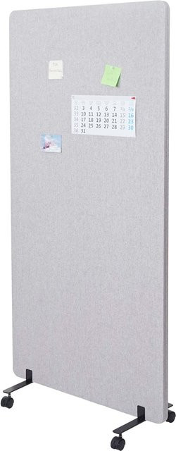 Rollbare Akustik-Trennwand MCW-G77 als Büro-Sichtschutz und Pinnwand, doppelwandig, Stoff/Textil, grau, Breite: 80 cm, Höhe: 167 cm - Bild 1