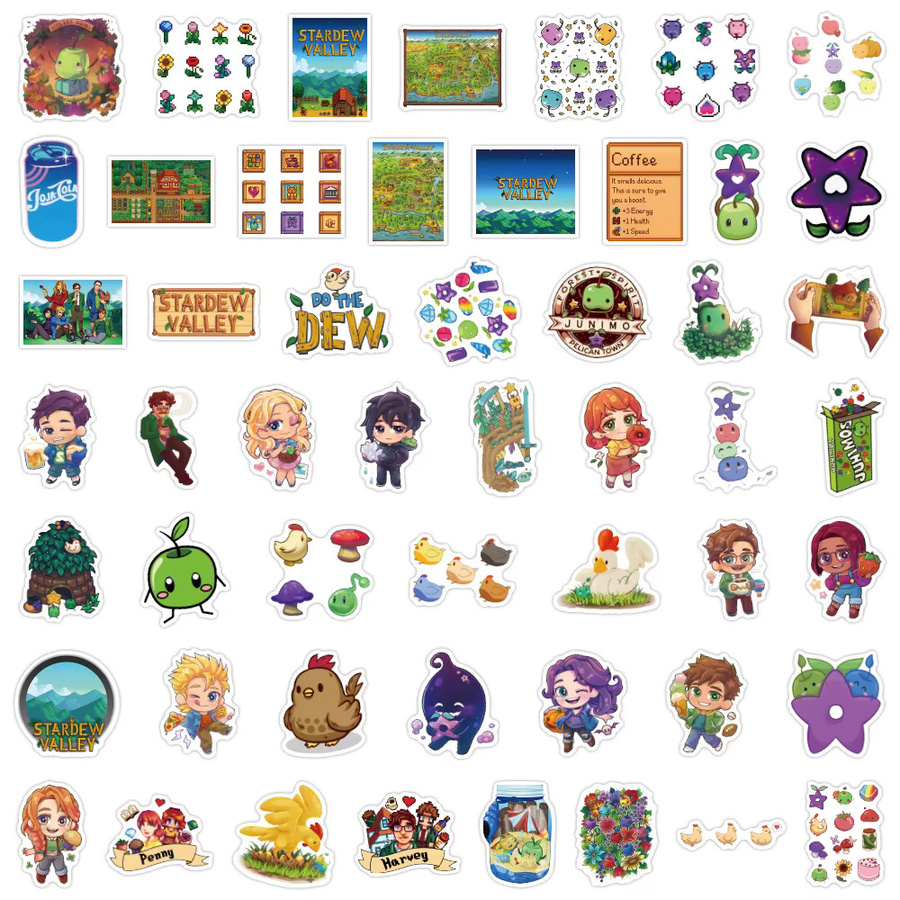Bandai Stardew Valley Cartoon Deko-Aufkleber, 50-teiliges Set - Bild 2