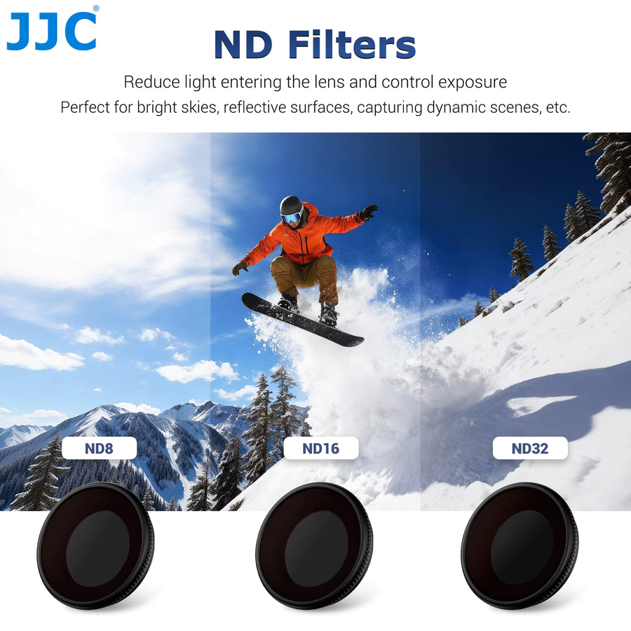 JJC Objektivfilter-Set für Insta360 GO Ultra mit UV, CPL, ND8, ND16 und ND32 aus HD optischem Glas - Bild 3