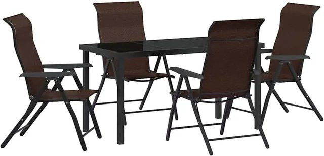 vidaXL Garten Essgruppe 5-teilig aus Poly-Rattan und Stahl in Braun mit Sicherheitsglas und höhenverstellbarem Tisch - Bild 1