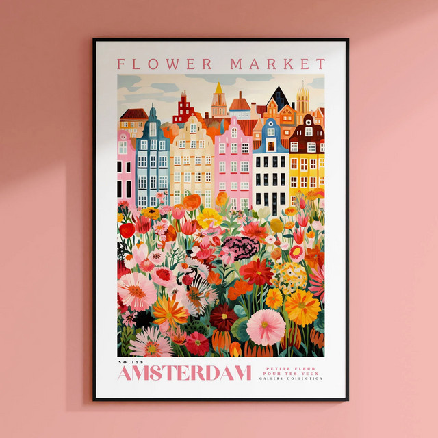 Amsterdam Blumenmarkt Poster von SHENCHEN – Botanischer Druck in Multicolour im Boho-Stil - Bild 1