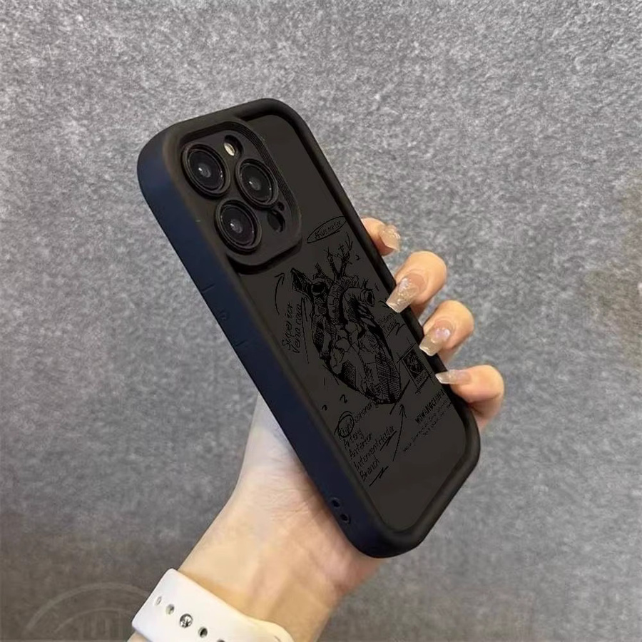 Stoßfeste Silikon-Handyhülle mit medizinischem Herz-Motiv für Apple iPhone 11 bis iPhone 17 Pro Max, Farbe: Schwarz - Bild 3