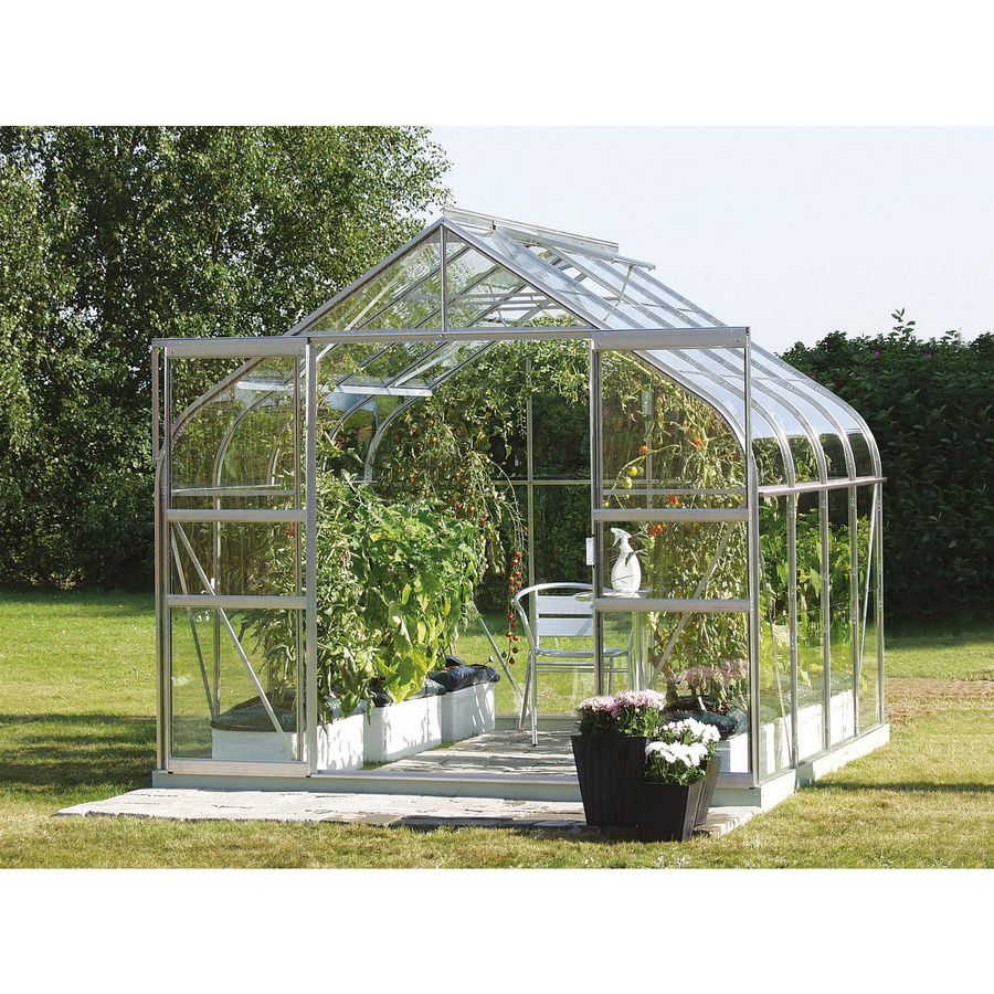 Vitavia Gewächshaus Diana 6700 freistehend mit Aluminium Eloxiert in Silver, 6,7 m², ESG Glas, Glockendach und Doppelschiebetür - Bild 2