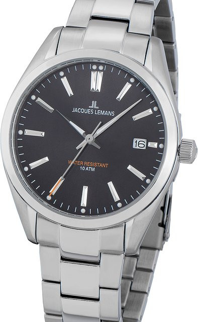 Jacques Lemans Herrenuhr, Quarz, Edelstahl, Schwarz, 40 mm, 10 ATM - Bild 1