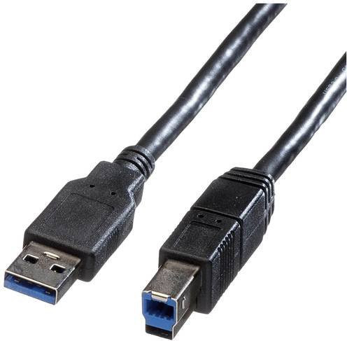 Roline USB 3.2 Gen1 Kabel mit USB-A und USB-B Stecker Schwarz 0,80 m Geschirmt - Bild 1