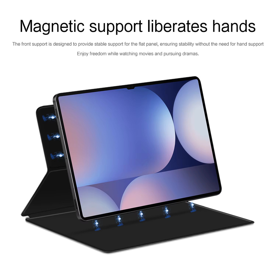Magnetische Smart Book Case Hülle für Samsung Galaxy Tab S10 Ultra 2024 5G und S9 Ultra 14,6 Zoll mit integriertem Stifthalter und Auto Sleep Wake Funktion in Schwarz oder Blau - Bild 3
