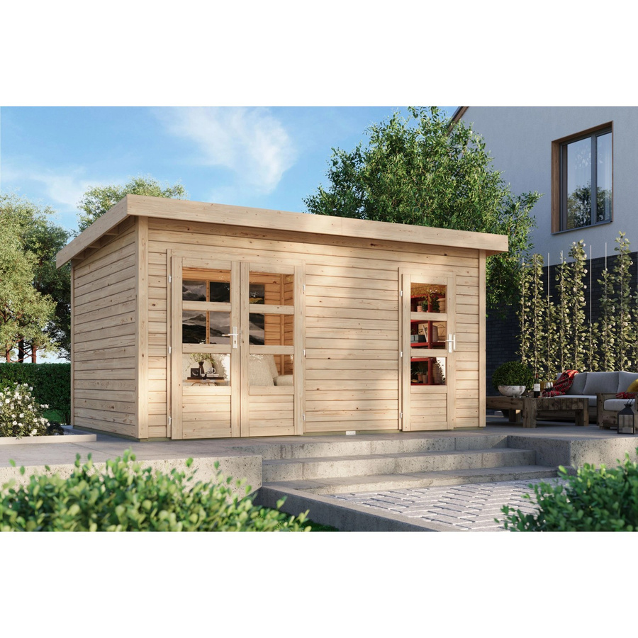 Karibu Gartenhaus Mattrup aus Holz in Beige B/H/T: 424 x 230 x 274 cm - Bild 2