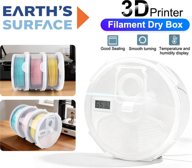 EARTH'S SURFACE Filament-Trockenbox für 1kg Filament mit Hygrometer und Thermometer, wandmontiert, transparent - Bild 1