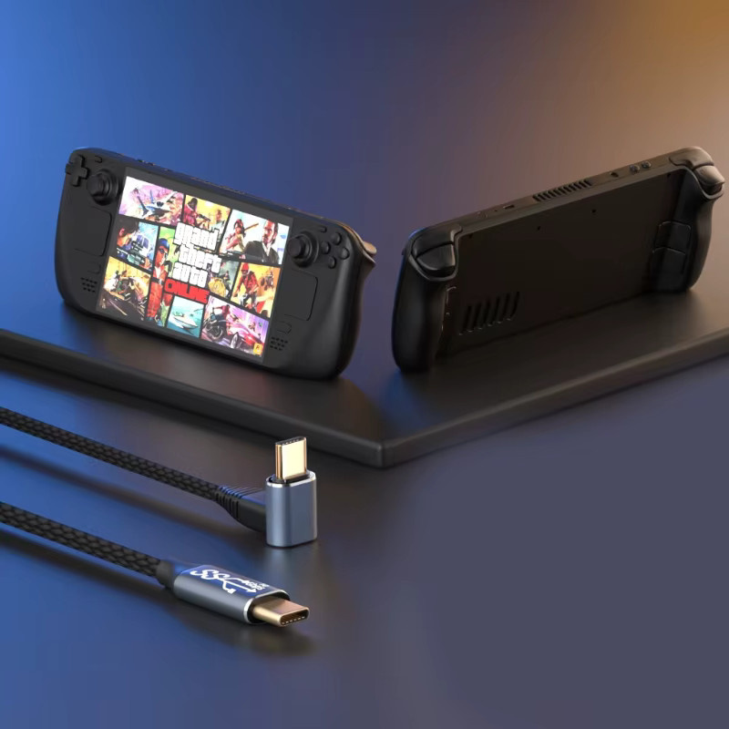 USB-C auf USB-C Kabel 100W mit 90 Grad Winkel, 10G Schnellladekabel in Schwarz - Bild 2