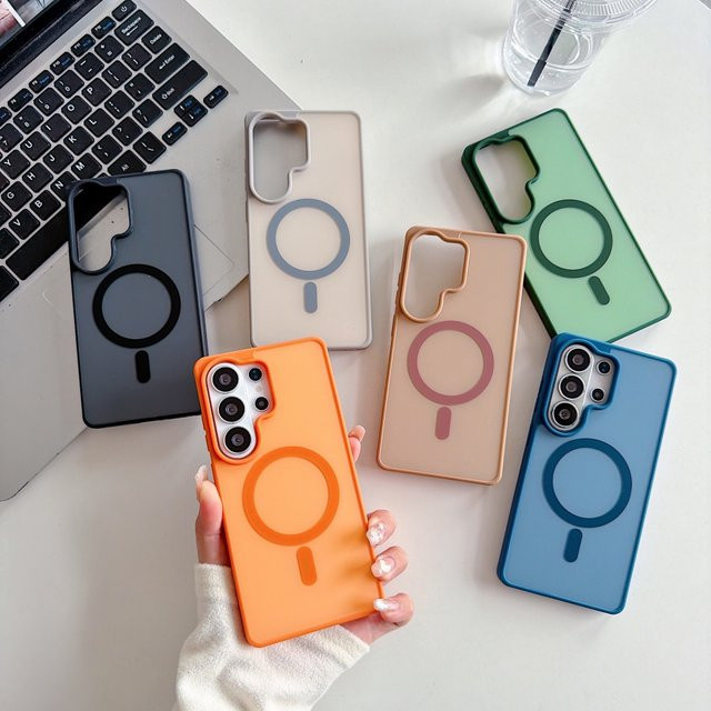 Matte MagSafe Handyhülle aus PC für Samsung Galaxy S26 Ultra S25 FE S24 S23 S22 Plus FE A56 A36 A26 A57 in Orange - Bild 1