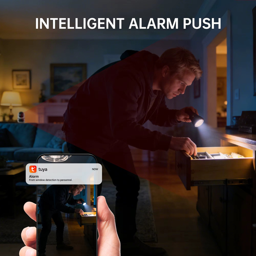 Tuya 5G WLAN Dual-Objektiv-Kamera für Innenräume, 4K 8MP Heim- und Haustierkamera mit Auto-Tracking, Babymonitor und Farbnachtsicht, Weiß - Bild 6