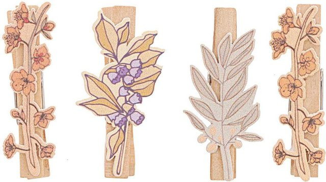Rico Design Holzclips Blumen Mix bunt in Blumenform, 4 Stück, Breite: 4,8 cm - Bild 1