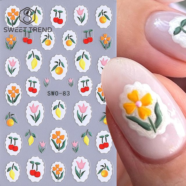 SWEET TREND Nagelaufkleber Blumen- und Frucht-Design, Unisex - Bild 1