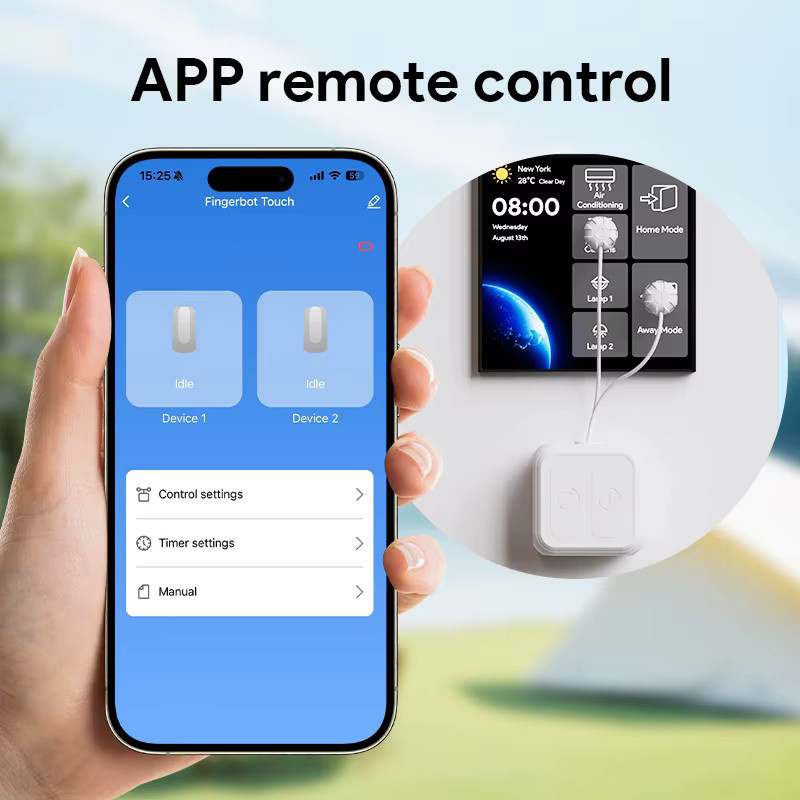 Tuya Smart Fingerbot mit Touchscreen und Bluetooth, Wiederaufladbarer Smart Voice Clicker in Weiß - Bild 2